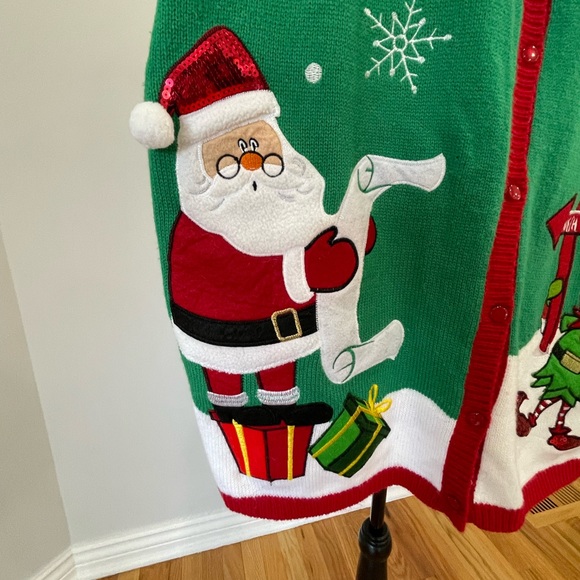 Holiday Time Christmas Vest with Santa and Elf size 3X  22W/24W - Picture 3 of 7